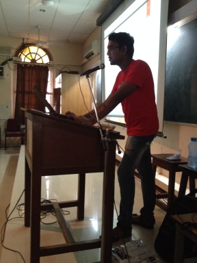 while giving talk